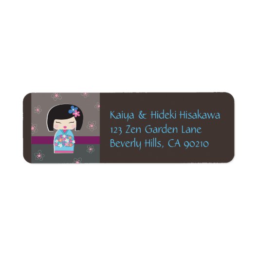 Japanisch Kokeshi Doll Address Labels (Vorne)