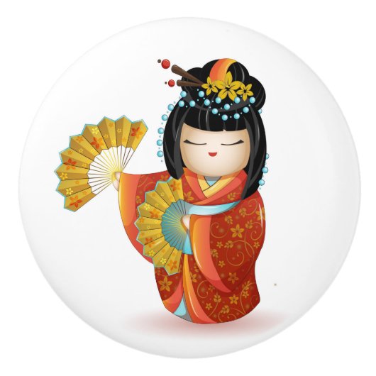 Japanisch Kokeshi Doll Keramikknauf (Vorderseite)