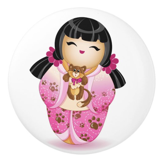 Japanisch Kokeshi Doll Keramikknauf (Vorderseite)