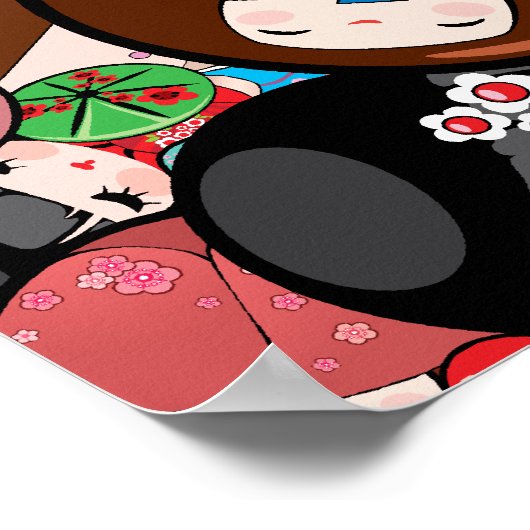 Japanisch Kokeshi Doll - Print Poster (Ecke)