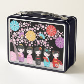 Japanisch Kokeshi Dolls Black Metall Brotdose (Rückseite)