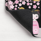 Japanisch Kokeshi Dolls Black Mousepad (Ecke)