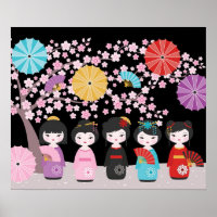 Japanisch Kokeshi Dolls Black