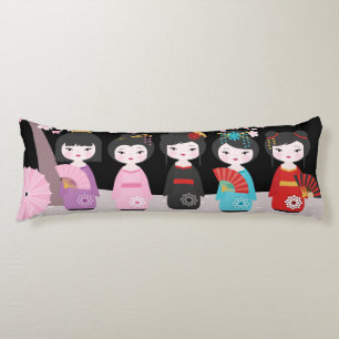 Japanisch Kokeshi Dolls Black Seitenschläferkissen