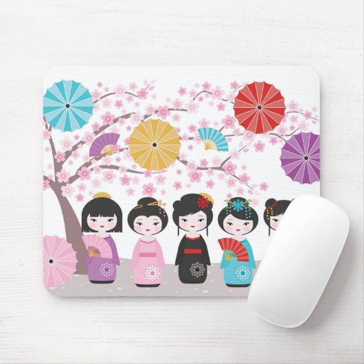 Japanisch Kokeshi Dolls Mousepad (Mit Mouse)