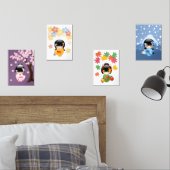 Japanisch Kokeshi Dolls Saisons Bilderwand Sets (Schlafzimmer)