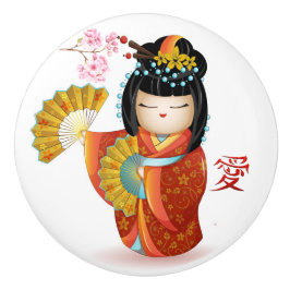 Japanisch Kokeshi Liebe Doll Keramik Knob Keramikknauf