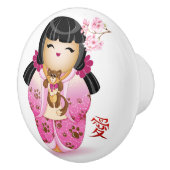 Japanisch Kokeshi Liebe Doll Keramikknauf (Rechts)