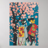Japanisch Lesbisches Paar erfreut Sakura Poster (Vorne)
