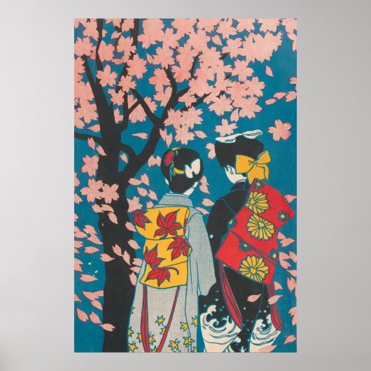 Japanisch Lesbisches Paar erfreut Sakura Poster (Vorne)