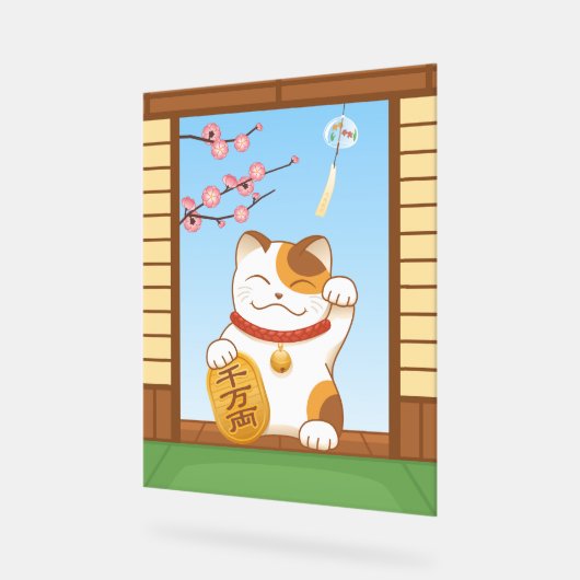Japanisch Lucky Calico Cat, Maneki Neko Acrylschild (Winkel)