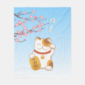 Japanisch Lucky Calico Cat, Maneki Neko Fleecedecke (Vorderseite)