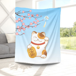Japanisch Lucky Calico Cat, Maneki Neko Fleecedecke