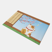 Japanisch Lucky Calico Cat, Maneki Neko Fußmatte (Schrägansicht)