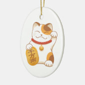 Japanisch Lucky Calico Cat, Maneki Neko Keramik Ornament (Links)