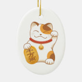 Japanisch Lucky Calico Cat, Maneki Neko Keramik Ornament (Hinten)