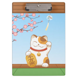 Japanisch Lucky Calico Cat, Maneki Neko Klemmbrett