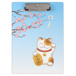 Japanisch Lucky Calico Cat, Maneki Neko Klemmbrett