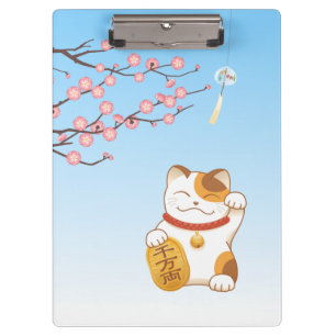 Japanisch Lucky Calico Cat, Maneki Neko Klemmbrett