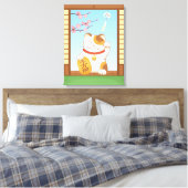 Japanisch Lucky Calico Cat, Maneki Neko Leinwanddruck (Insitu (Schlafzimmer))