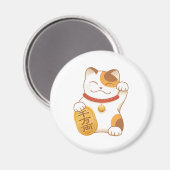 Japanisch Lucky Calico Cat, Maneki Neko Magnet (Vorderseite/Rückseite)