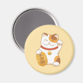 Japanisch Lucky Calico Cat, Maneki Neko Magnet (Vorderseite/Rückseite)