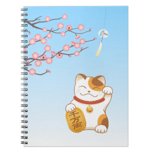 Japanisch Lucky Calico Cat, Maneki Neko Notizblock