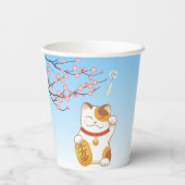 Japanisch Lucky Calico Cat, Maneki Neko Pappbecher (Rückseite)