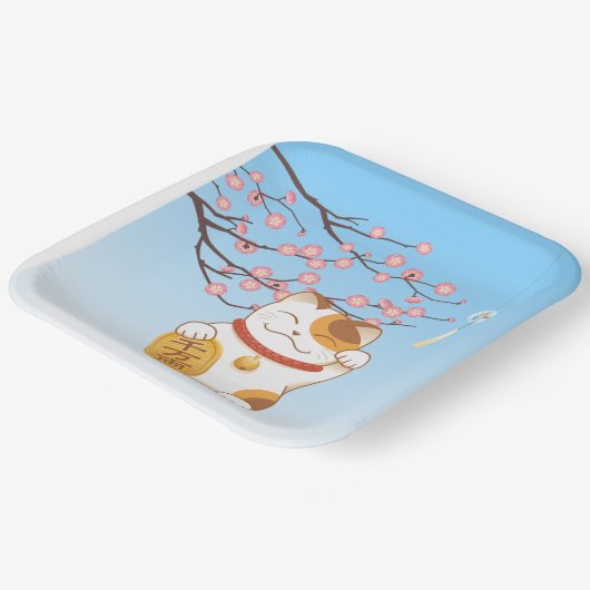 Japanisch Lucky Calico Cat, Maneki Neko Pappteller (Gewinkelt)