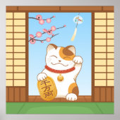 Japanisch Lucky Calico Cat, Maneki Neko Poster (Vorne)