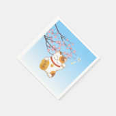 Japanisch Lucky Calico Cat, Maneki Neko Serviette (Ecke)