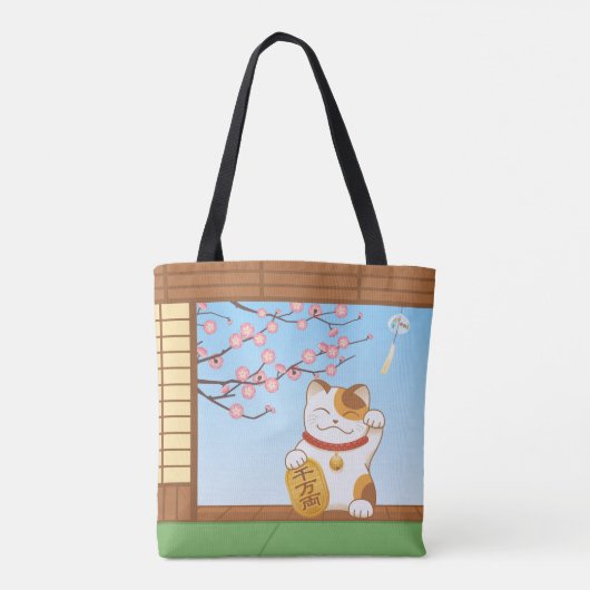 Japanisch Lucky Calico Cat, Maneki Neko Tasche (Rückseite)