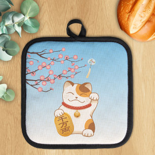 Japanisch Lucky Calico Cat, Maneki Neko Topflappen
