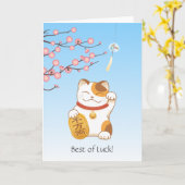 Japanisch Lucky Calico Cat, Maneki Neko, Viel Glüc Karte (Gelbe Blume)