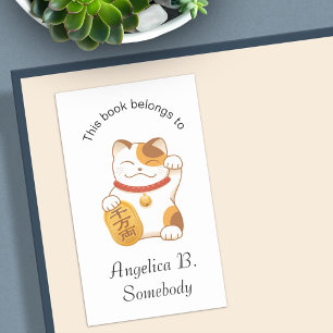 Japanisch Lucky Cat, Calico Maneki Neko Buchzeiche Rechteckiger Aufkleber