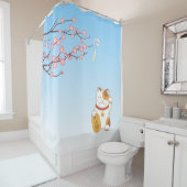 Japanisch Lucky Cat, Calico Maneki Neko Duschvorhang (Beispiel)