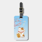 Japanisch Lucky Cat, Calico Maneki Neko Gepäckanhänger (Vorderseite vertikal)