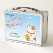 Japanisch Lucky Cat, Calico Maneki Neko Metall Brotdose (Vorderseite)