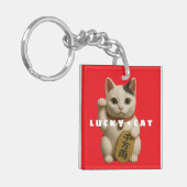 Japanisch Lucky Cat Charm Schlüsselanhänger (Vorderseite links)