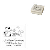 Japanisch Lucky Cat, Maneki Neko Adresse 2 Gummistempel (Stempel)