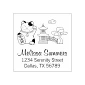 Japanisch Lucky Cat, Maneki Neko Adresse 2 Gummistempel (Prägung)