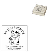 Japanisch Lucky Cat, Maneki Neko Arch Adresse Gummistempel (Stempel)