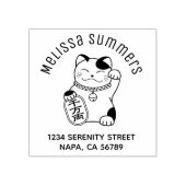Japanisch Lucky Cat, Maneki Neko Arch Adresse Gummistempel (Prägung)