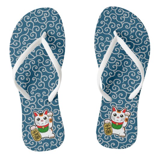 Japanisch Lucky Cat - Maneki Neko Flip Flops Badesandalen (Fußbett)