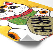 Japanisch Lucky Cat Maneki Neko Folk Kunst Poster (Ecke)