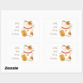 Japanisch Lucky Cat, Maneki Neko Luck gutes Glück Rechteckiger Aufkleber (Blatt)