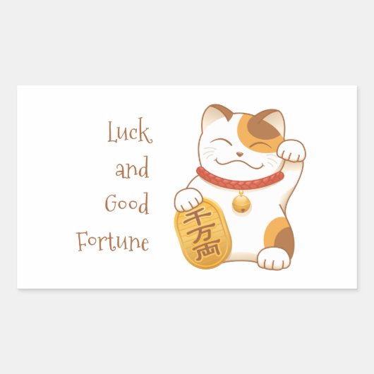 Japanisch Lucky Cat, Maneki Neko Luck gutes Glück Rechteckiger Aufkleber (Vorderseite)