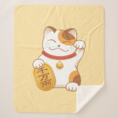 Japanisch Lucky Cat, Maneki Neko Luck gutes Glück Sherpadecke (Vorderseite)