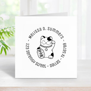 Japanisch Lucky Cat, Maneki Neko Runde Rede 4 Gummistempel