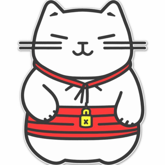Japanisch Lucky Cat oder Maneki-Neko Aufkleber (Vorderseite)
